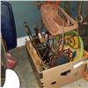 Image 1 : BOX OF GARDEN DECOR INCLUDING SLED