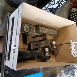 LOT OF 5 HITCHES, BARS, TONGUES, PINS, AND BALLS