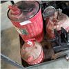 Image 1 : 3 ANTIQUE RED METAL GAS CANS