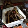 Image 1 : VINTAGE TOOL BOX W/ TOTE OF VINTAGE TOOLS