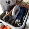 Image 2 : GREY BIN OF 3 PIPE WRENCHES, GREASE GUN, HATCHET, ETC
