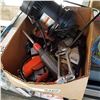 Image 1 : BOX OF TOOLS, STAPLER, AND SUMP PUMP