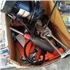 Image 2 : BOX OF TOOLS, STAPLER, AND SUMP PUMP