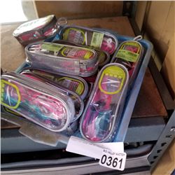 TRAY OF NEW SWIM GOGGLES