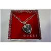 Image 2 : NEW IN BOX GUESS SILVER NECKLACE W/ HEART PENDANT AND STONES