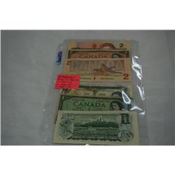 6 CANADIAN BILLS 2 1986 $2, 1 1954 $2, 2 1973 $1, 1 1954 $1