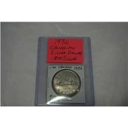1936 CANADIAN SILVER DOLLAR .800 SILVER