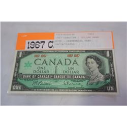 1967 CANADIAN 1 DOLLAR BANK NOTE - CENTENNIAL YEAR UNCIRCULATED