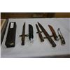 Image 1 : LOT OF 3 BAYONETS AND 3 BUCK KNIVES AND SHARPENING STONE