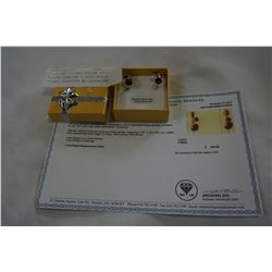 STERLING SILVER YELLOW GOLD PLATED GENUINE 0.52CT BLACK SPINEL EARRINGS W/ APPRAISAL $600