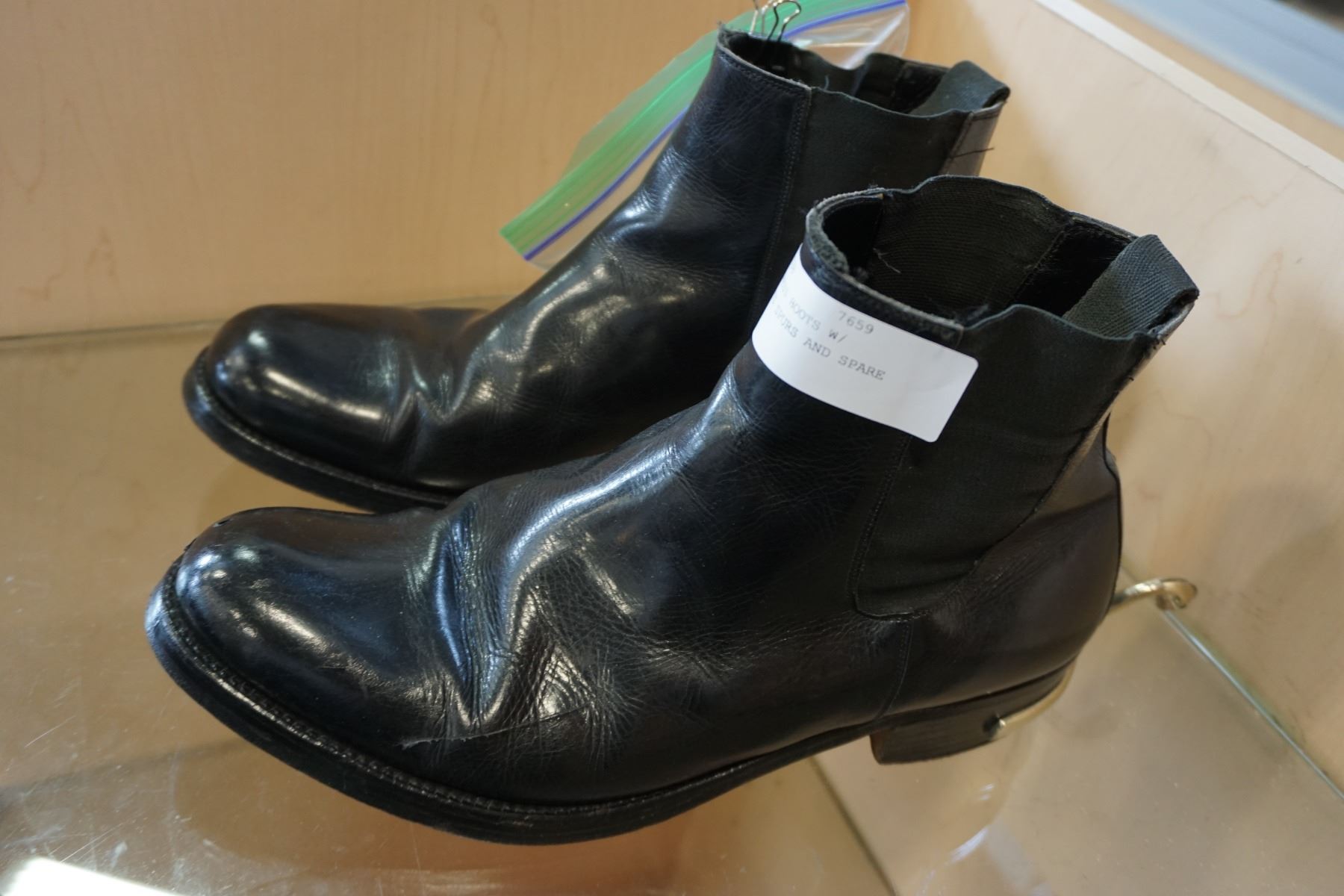 RCMP CONGRESS BOOTS W/ ATTACHMENTS SPURS AND SPARE SPEARS