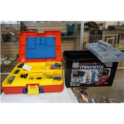 BOX OF MAGNETIX BUILDING TOY AND CASE OF MECCANO BUILDING TOY