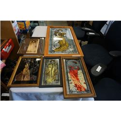 5 MIRRORED ART DECO PRINTS