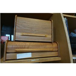 2 WOODEN ROLL-POP STORAGE UNITS