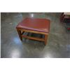 Image 1 : LEATHER AND WOOD FOOT STOOL