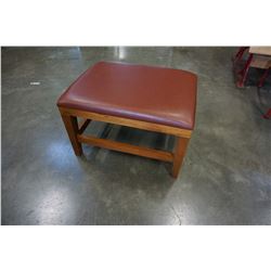 LEATHER AND WOOD FOOT STOOL