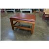 Image 2 : LEATHER AND WOOD FOOT STOOL