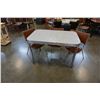 Image 1 : MID CENTURY MODERN DINING TABLE AND 3 BROWN LEATHER CHAIRS