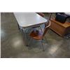 Image 3 : MID CENTURY MODERN DINING TABLE AND 3 BROWN LEATHER CHAIRS