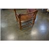 Image 2 : LEATHER AND WOOD ARM CHAIR