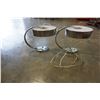 Image 1 : PAIR OF BRUSHED METAL TABLE LAMPS W/ OUTLETS