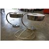 Image 3 : PAIR OF BRUSHED METAL TABLE LAMPS W/ OUTLETS