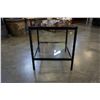 Image 4 : 2-TIER BLACK AND METAL AND GLASS END TABLE