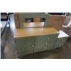 Image 1 : GREEN & TAN 3 DRAWER & 1 DOOR DRESSER W/ MIRROR & 2 DRAWER NIGHT STAND