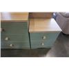 Image 3 : GREEN & TAN 3 DRAWER & 1 DOOR DRESSER W/ MIRROR & 2 DRAWER NIGHT STAND