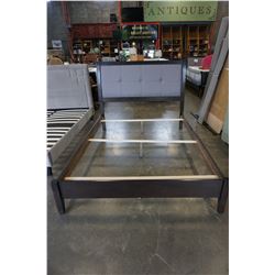 QUEENSIZE CAPPUCCINO & GREY FABRIC BEDFRAME