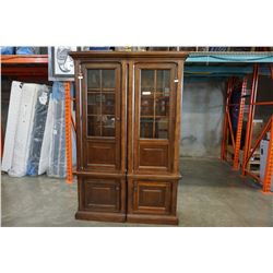 ASHLEY FLOOR MODEL 2 PIECE ILLUMINATED GLASS DOOR DISPLAY PIER UNIT, RETAIL $2749