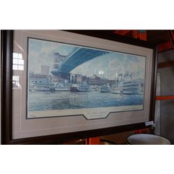 LARGE FRAMED THE PUBLIC LANDING CINCINNATI 1900 SIGNED 702/950