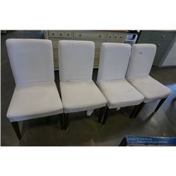 SET OF 4 WHITE UPHOLSTERED DINING CHAIRS