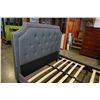 Image 3 : GREY TUFFTED FABRIC PLATFORM BED