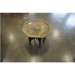 BRASS TOP FOLDING END TABLE