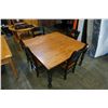 Image 1 : MAPLE TOP BLACK BASE DINING TABLE AND LEAF W/ 4 CHAIRS