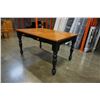 Image 9 : MAPLE TOP BLACK BASE DINING TABLE AND LEAF W/ 4 CHAIRS