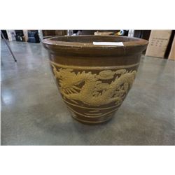 LARGE EASTERN PLANTER POT W/ DRAGON DESIGN