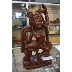 WOODEN CARVED GODDESS STATUE W/ SOME DAMAGE