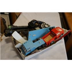 JIM BEAM DECANTER, WOODEN TRUCKS FLASHLIGHTS, AND MORE