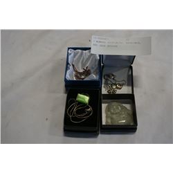 3 WOMENS NECKLACES, EARRINGS, AND JADE BUDDAH