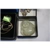 Image 2 : 3 WOMENS NECKLACES, EARRINGS, AND JADE BUDDAH