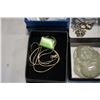 Image 3 : 3 WOMENS NECKLACES, EARRINGS, AND JADE BUDDAH