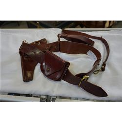 1945 RCMP SAM BROWNE, HOLSTER AND BELT W/ LANYARD