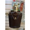 Image 2 : GLASS WHISKEY FLASK W/ LEATHER CASE, CZECHOSLOVAKIAN BOTTLE, AND EASTERN CAT