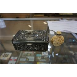 METAL JEWELRY BOX AND RESIN BOTTLE