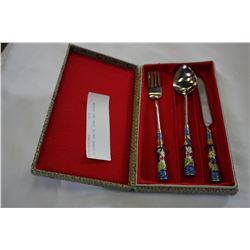 CLOISONNE KNIFE FORK AND SPOON