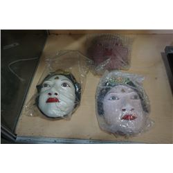 3 PAINTED BELANESE WOOD MASKS