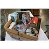 Image 1 : BOX OF MODEL TRAIN CARS, SET PIECES AND CONTROLLER