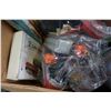 Image 3 : BOX OF MODEL TRAIN CARS, SET PIECES AND CONTROLLER